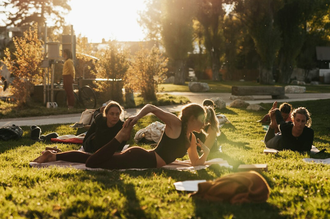 person practicing yoga in nature